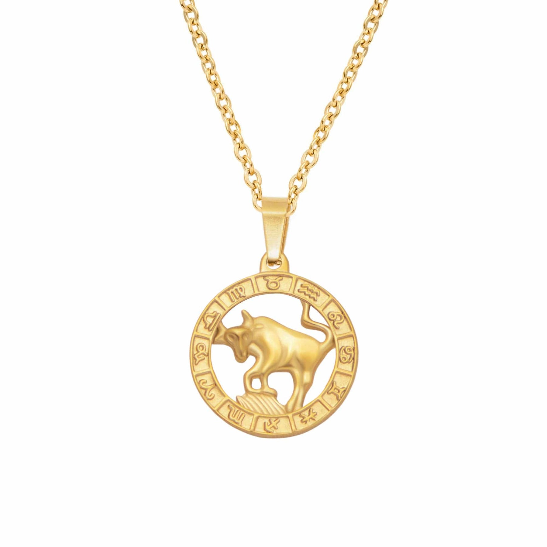 BohoMoon Stainless Steel Classic Zodiac Necklace Gold / Taurus