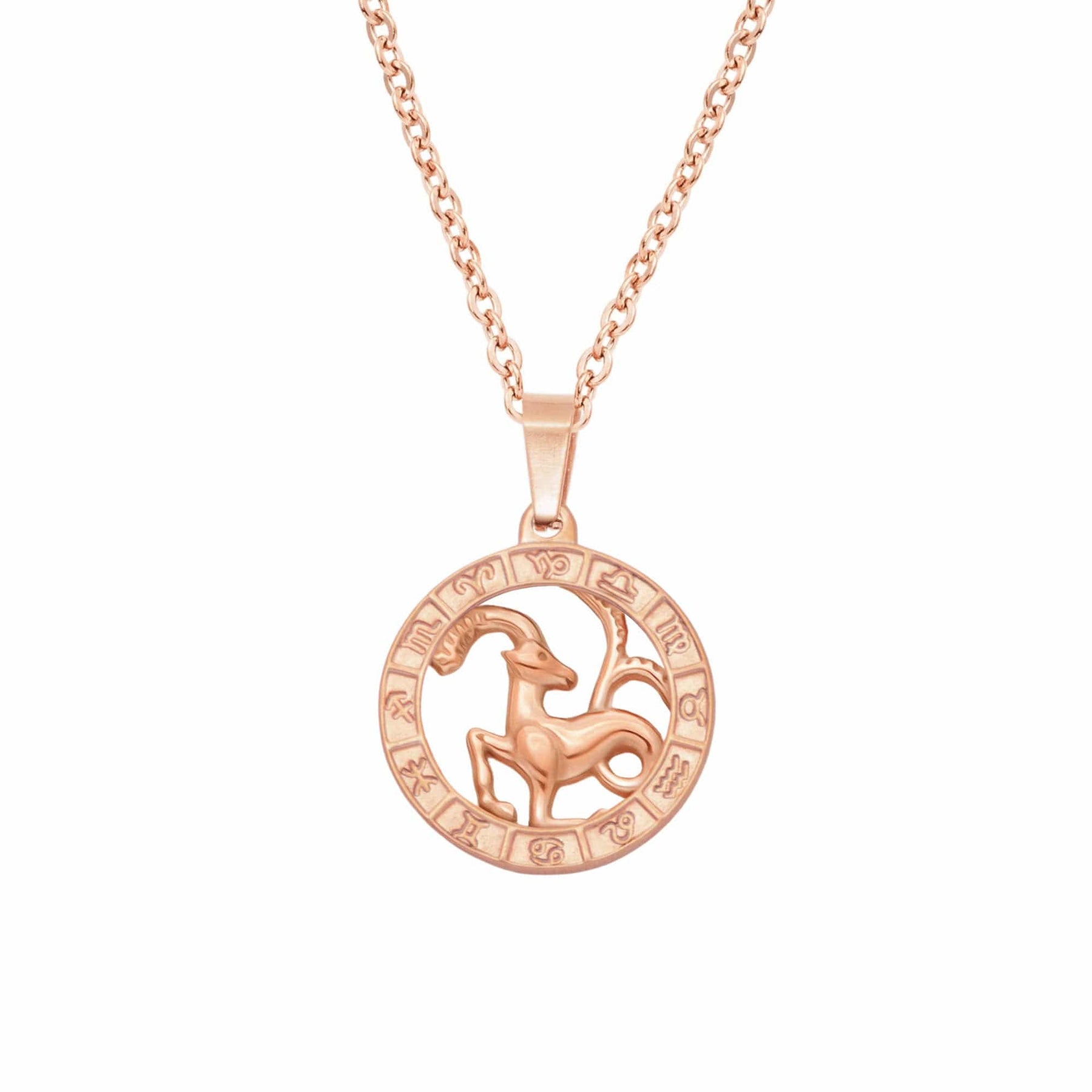 BohoMoon Stainless Steel Classic Zodiac Necklace Rose Gold / Capricorn