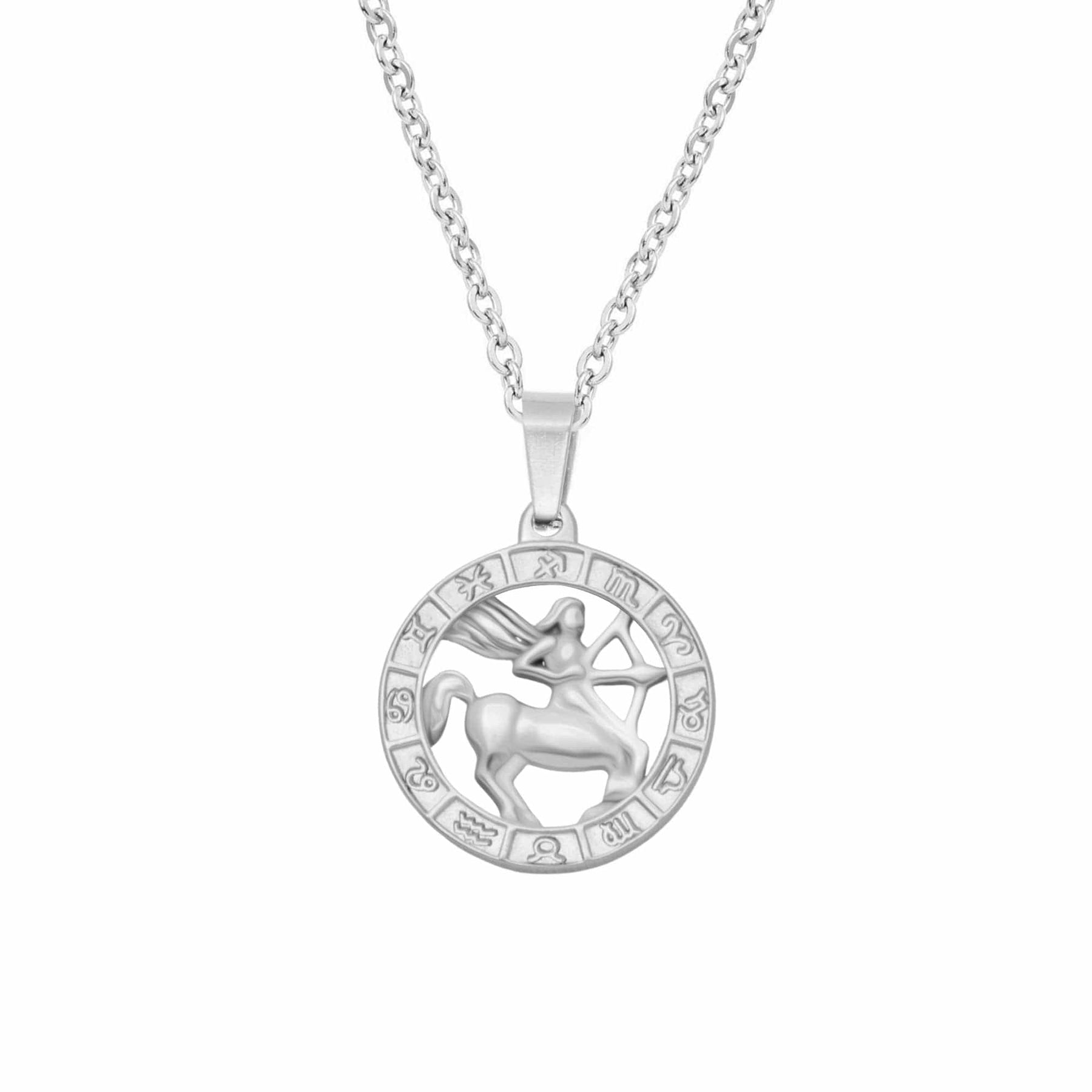 BohoMoon Stainless Steel Classic Zodiac Necklace Silver / Sagittarius