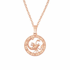 BohoMoon Stainless Steel Classic Zodiac Necklace Rose Gold / Scorpio