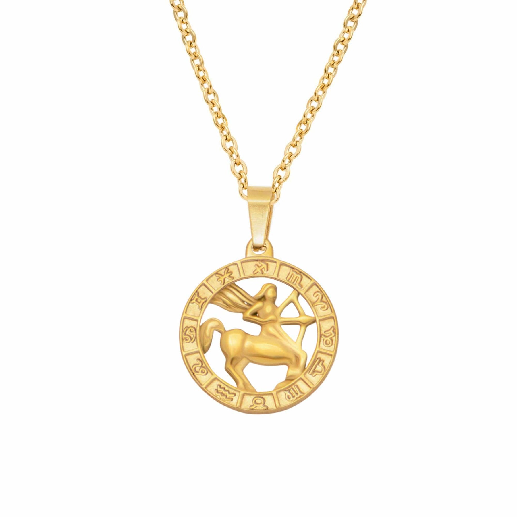 BohoMoon Stainless Steel Classic Zodiac Necklace Gold / Sagittarius