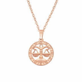 BohoMoon Stainless Steel Classic Zodiac Necklace Rose Gold / Libra