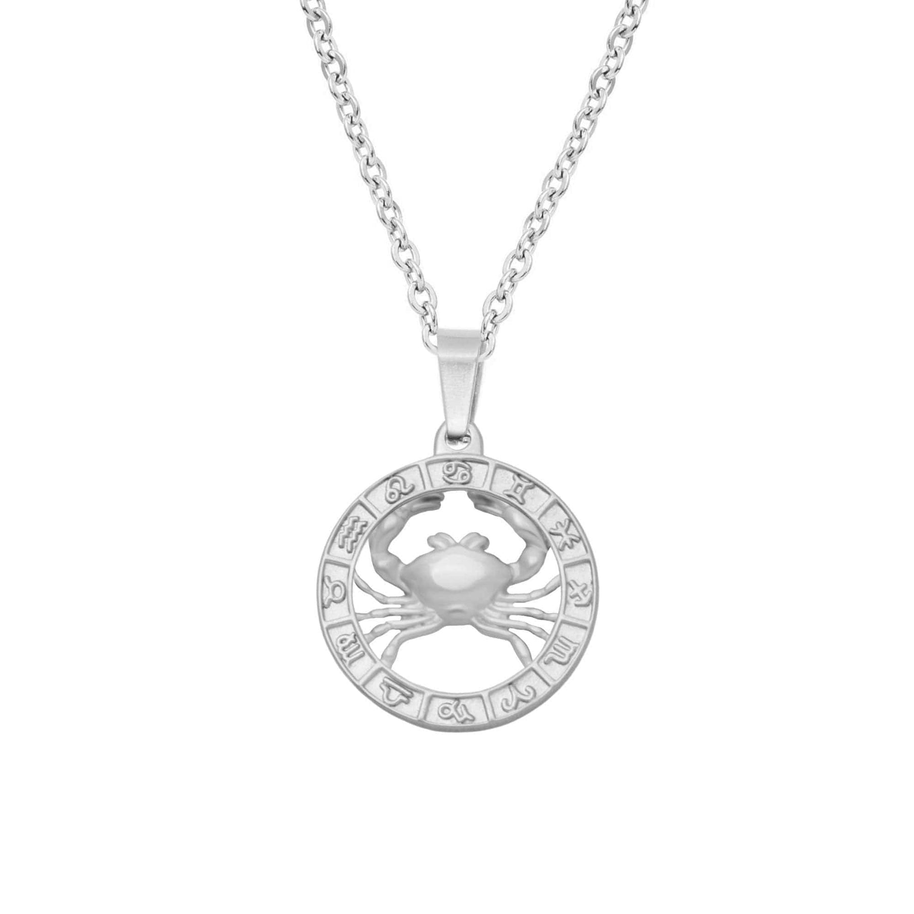 BohoMoon Stainless Steel Classic Zodiac Necklace Silver / Cancer