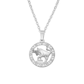 BohoMoon Stainless Steel Classic Zodiac Necklace Silver / Taurus