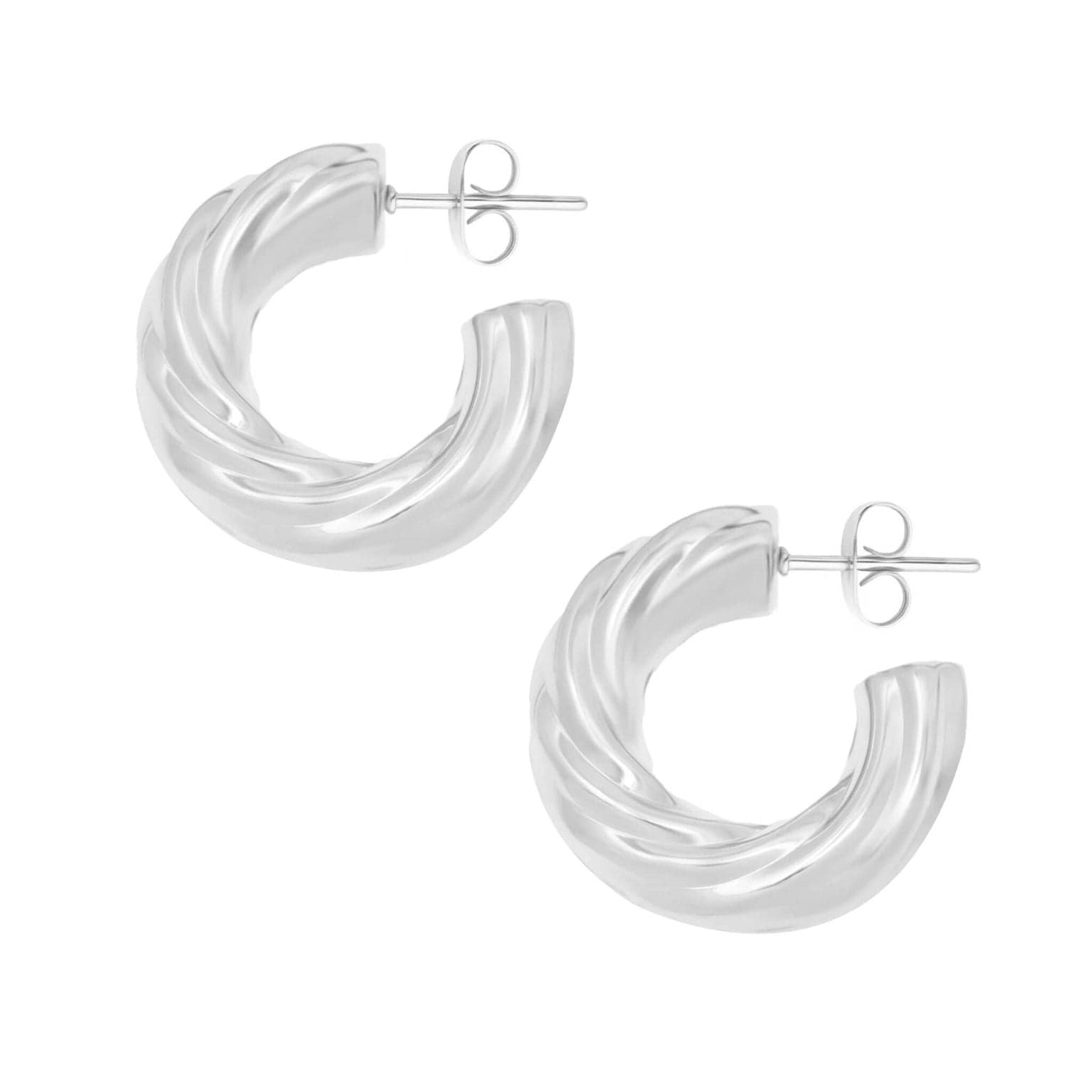 BohoMoon Stainless Steel Claudette Hoop Earrings Silver