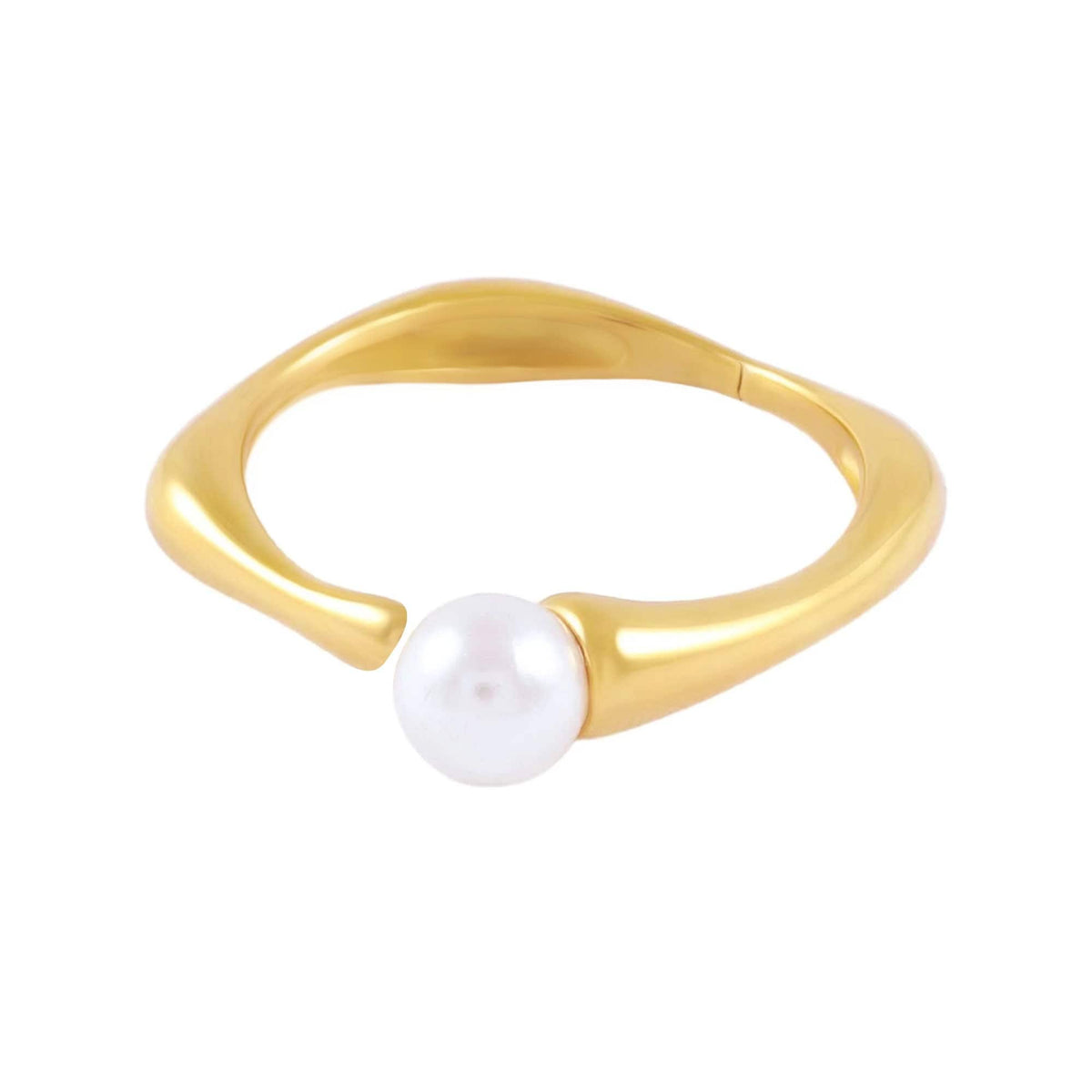 BohoMoon Stainless Steel Cleo Pearl Ring Gold / US 6 / UK L / EUR 51 (small)