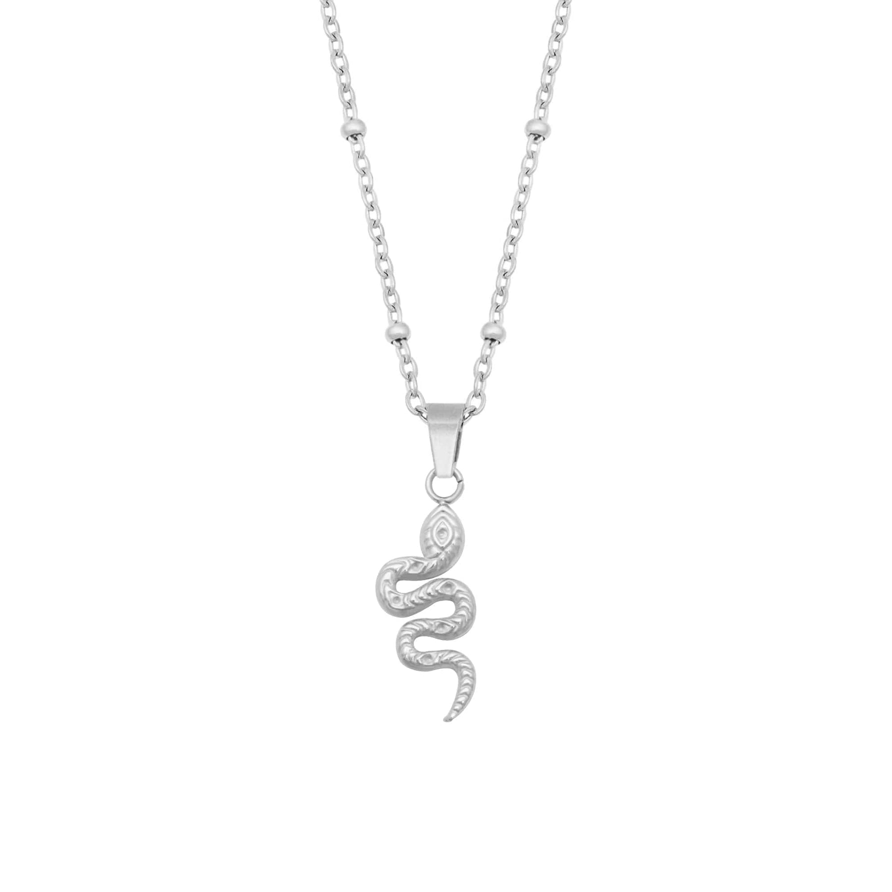 BohoMoon Stainless Steel Cobra Snake Necklace Silver