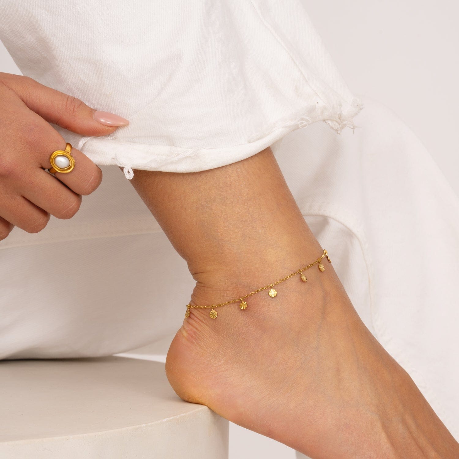 Bohomoon Stainless Steel Coin Anklet