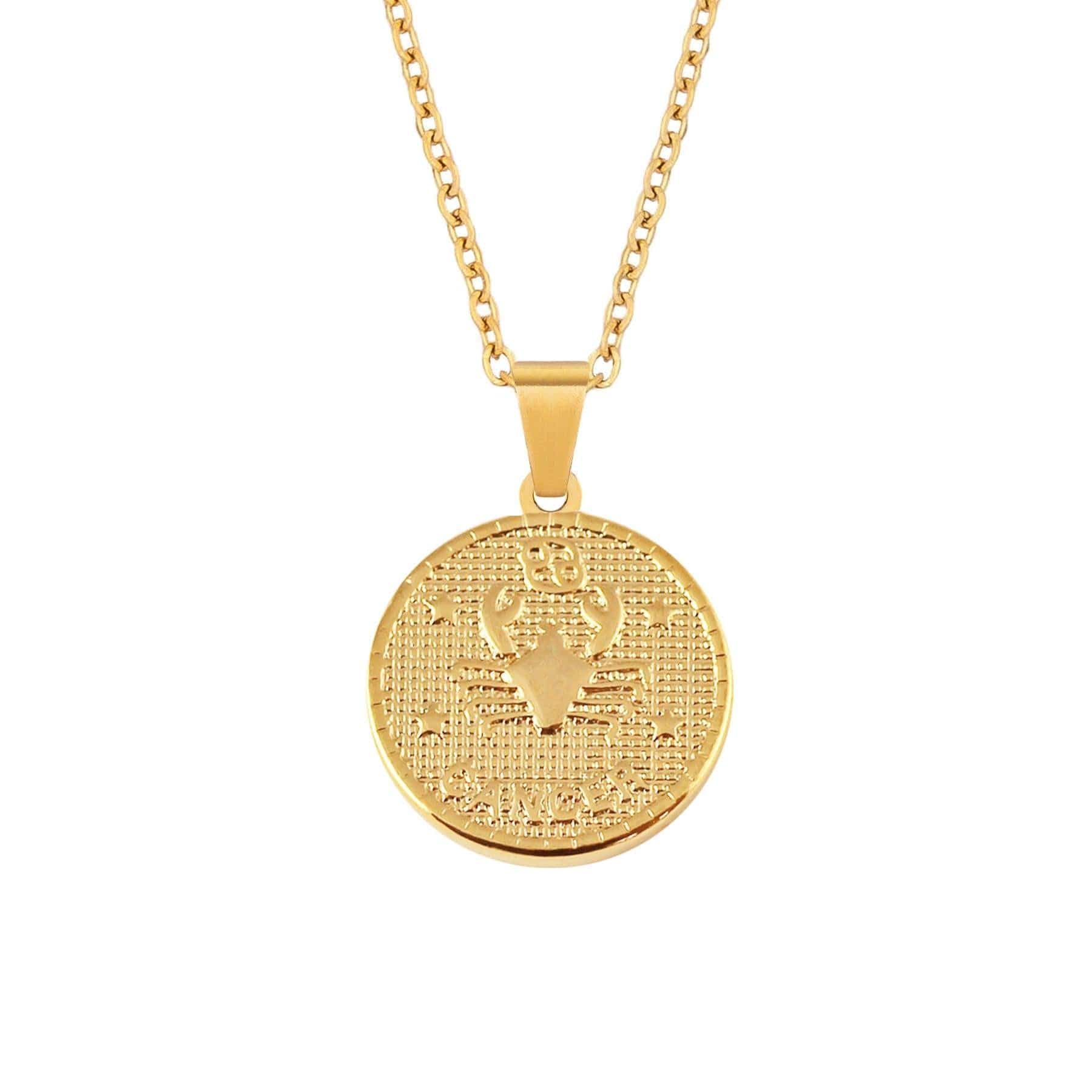 BohoMoon Stainless Steel Coin Zodiac Necklace Gold / Capricorn