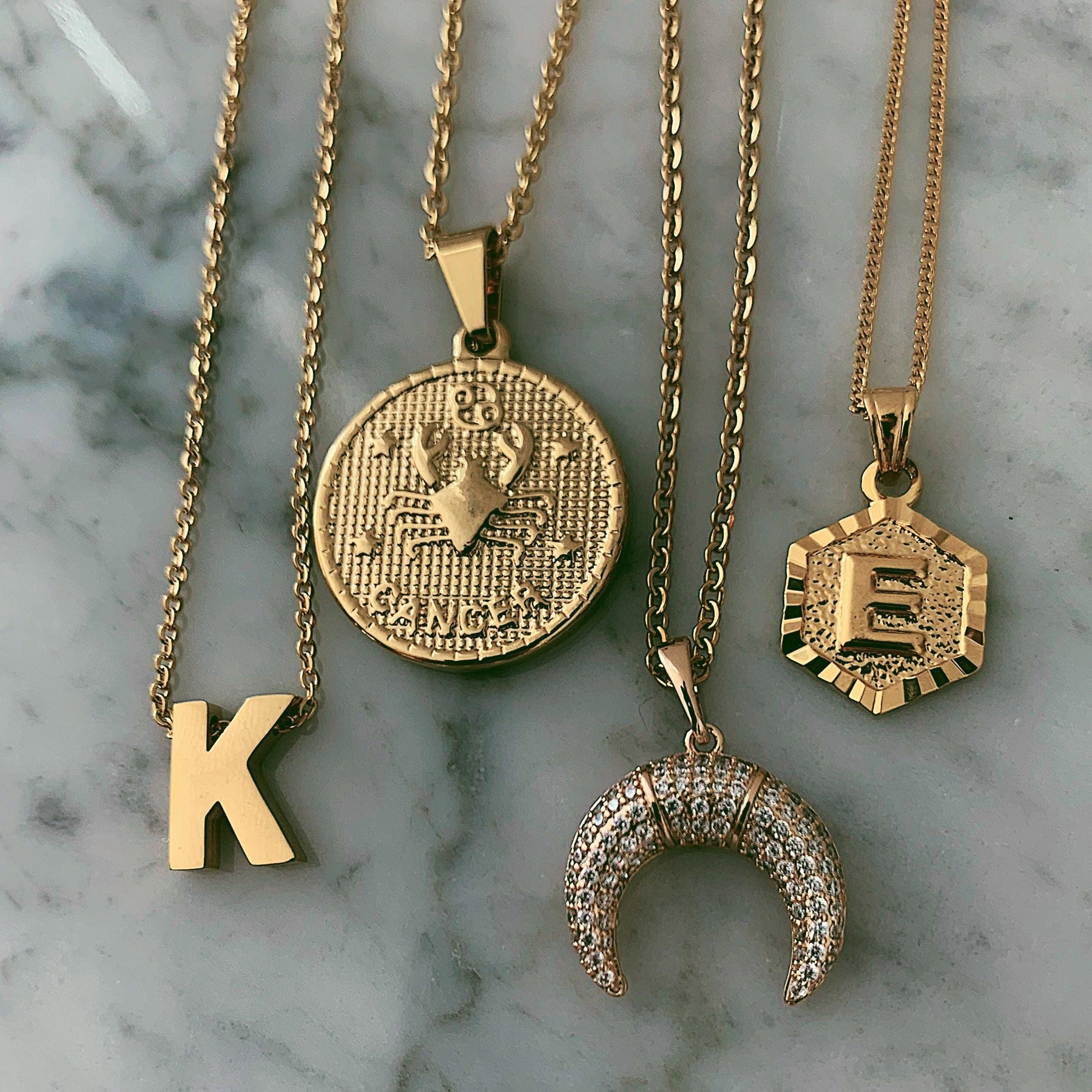 BohoMoon Stainless Steel Coin Zodiac Necklace
