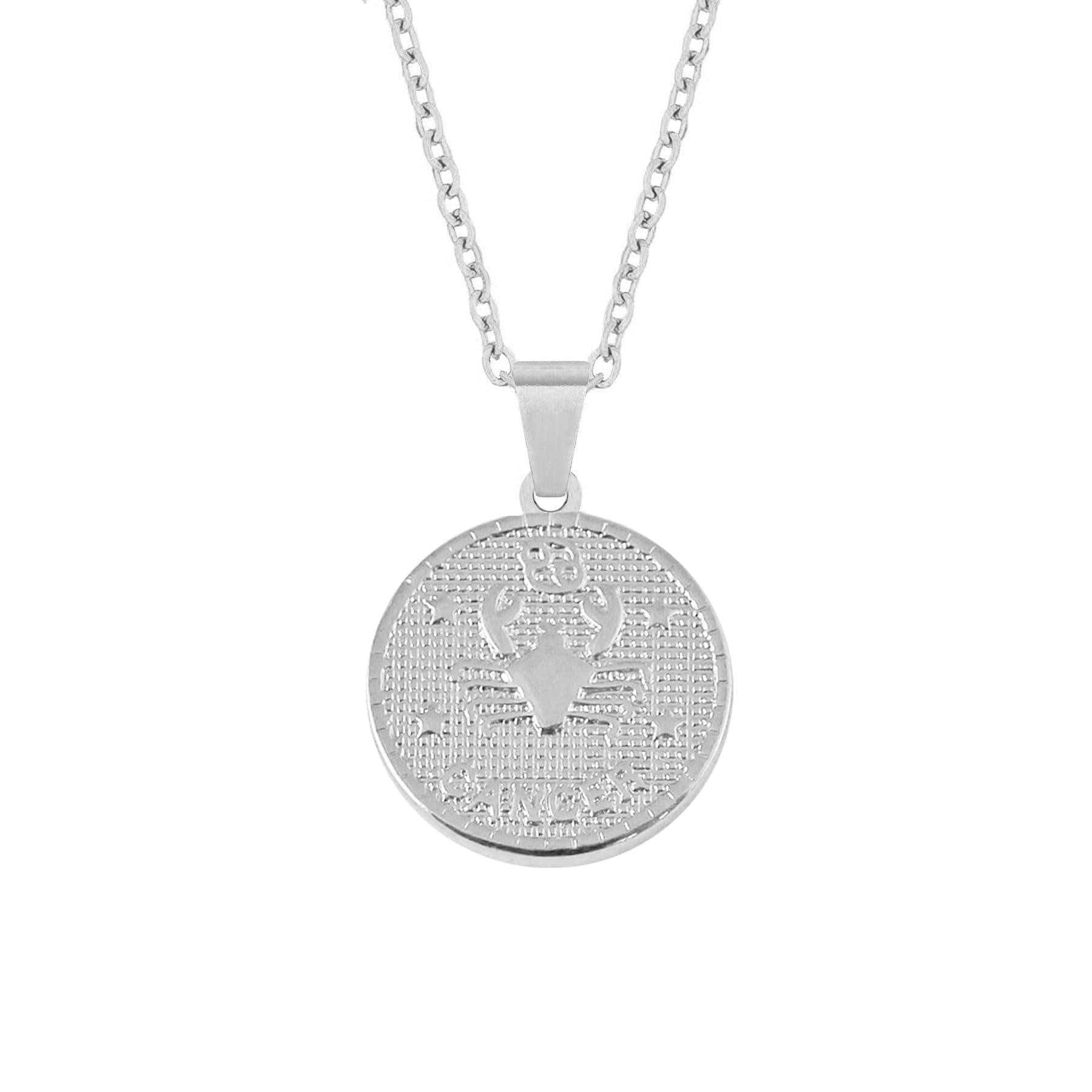 BohoMoon Stainless Steel Coin Zodiac Necklace Silver / Capricorn