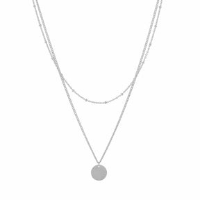 BohoMoon Stainless Steel Contemporary Layered Necklace Silver