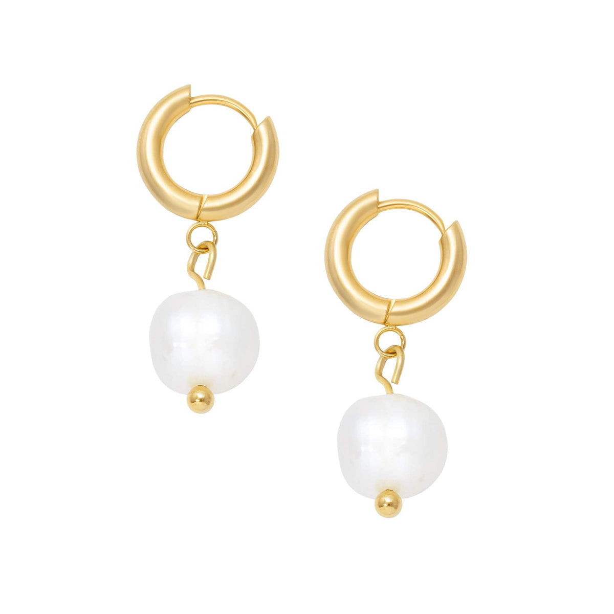 BohoMoon Stainless Steel Coral Pearl Hoop Earrings Gold