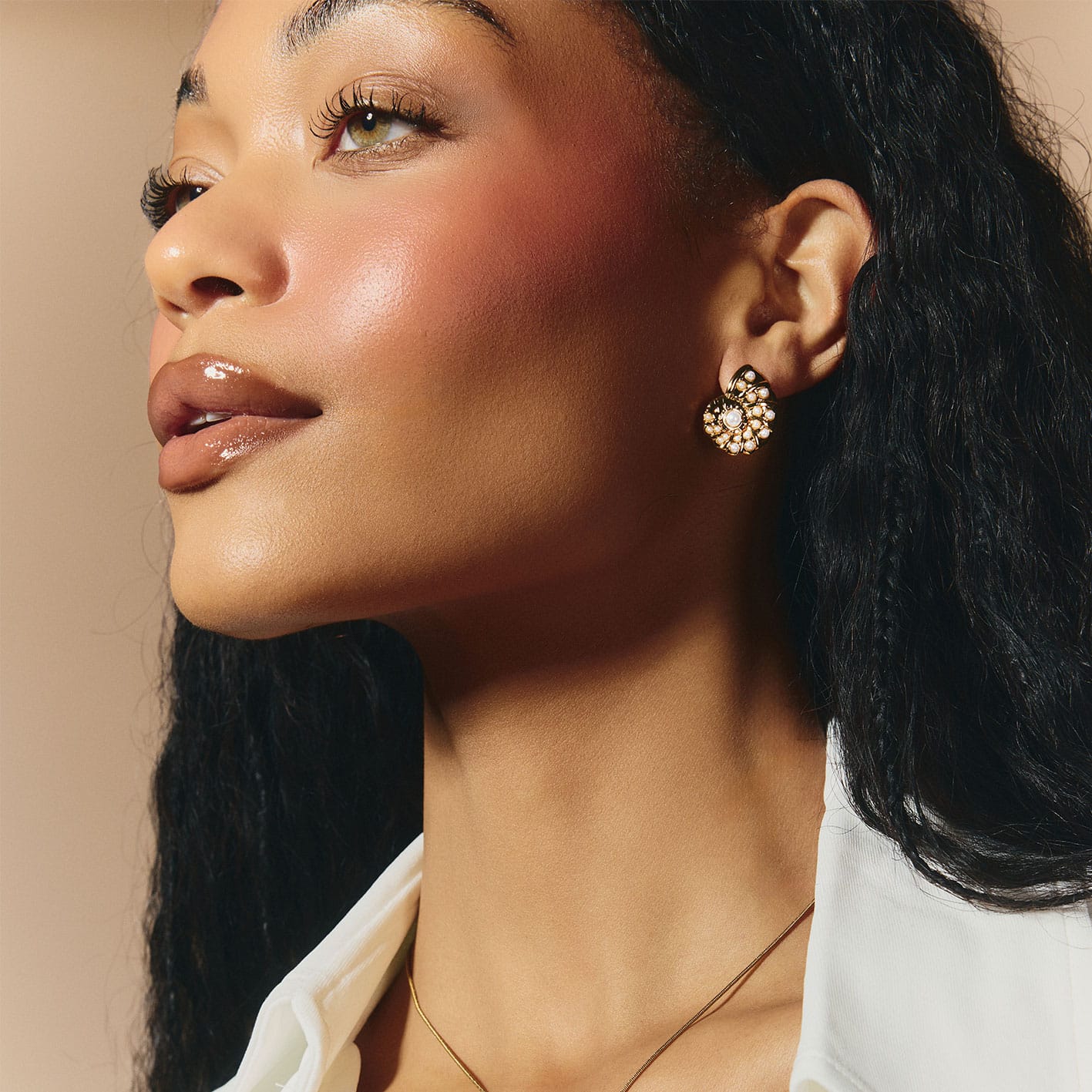 Bohomoon Stainless Steel Coral Shell Pearl Stud Earrings