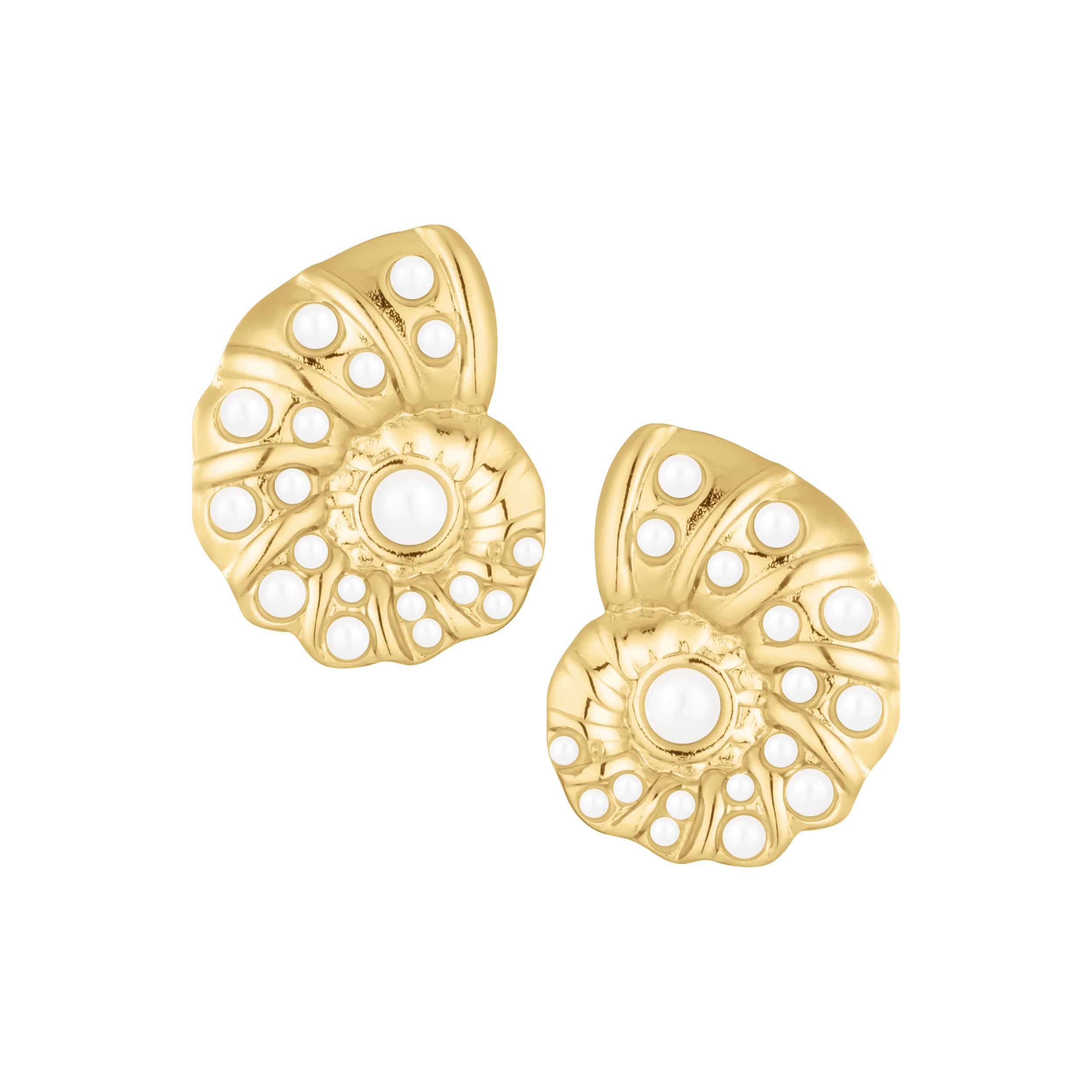 Bohomoon Stainless Steel Coral Shell Pearl Stud Earrings