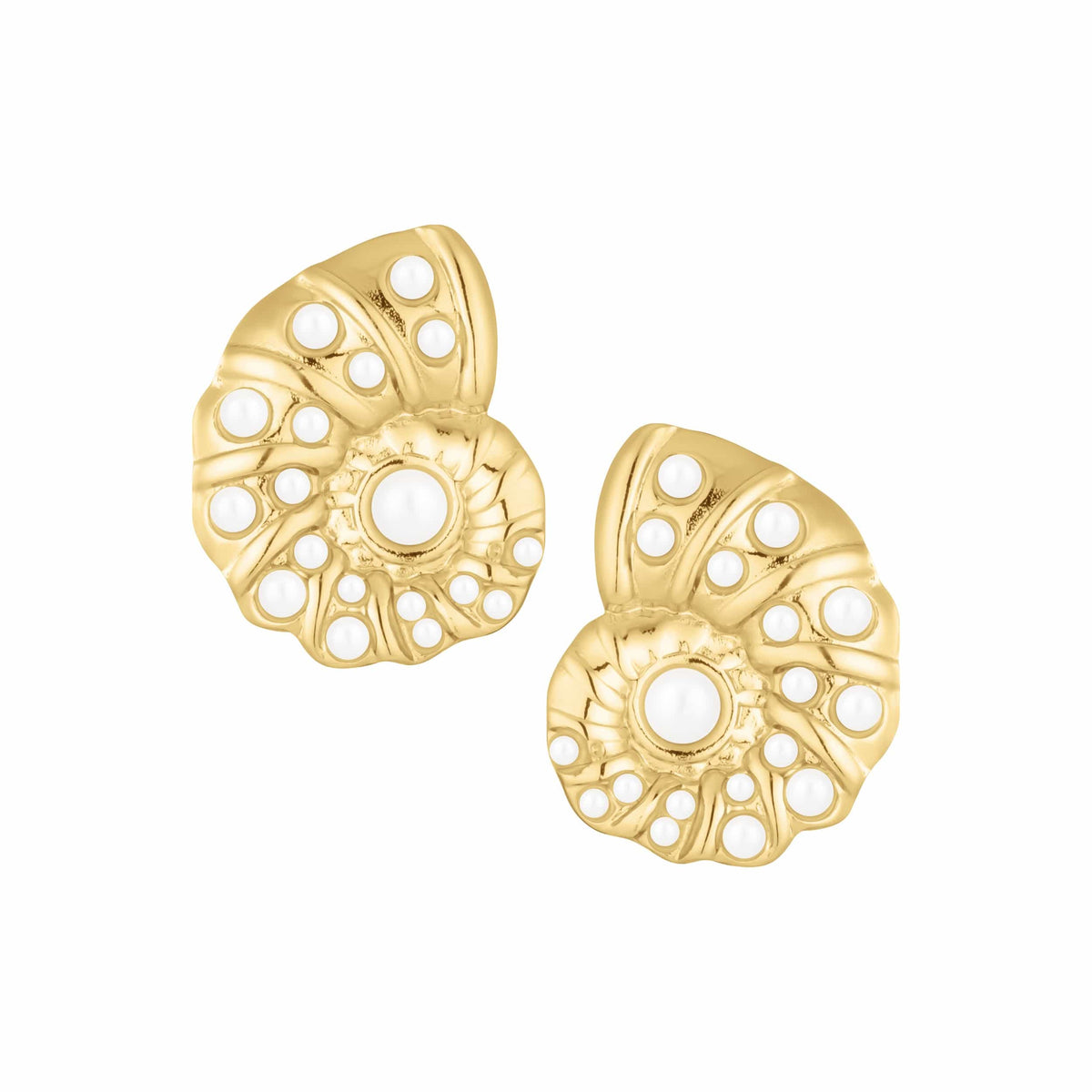 Bohomoon Stainless Steel Coral Shell Pearl Stud Earrings