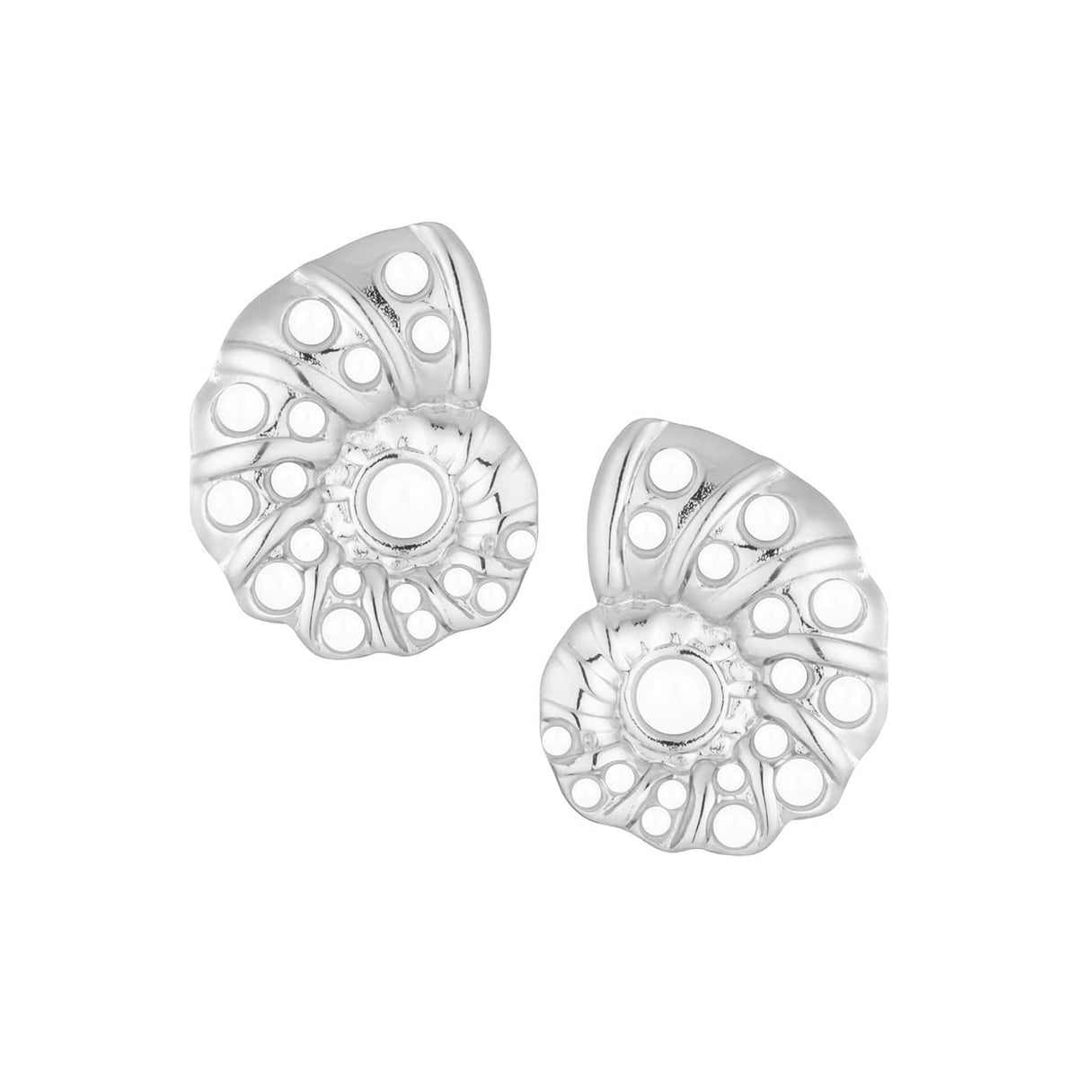 Bohomoon Stainless Steel Coral Shell Pearl Stud Earrings