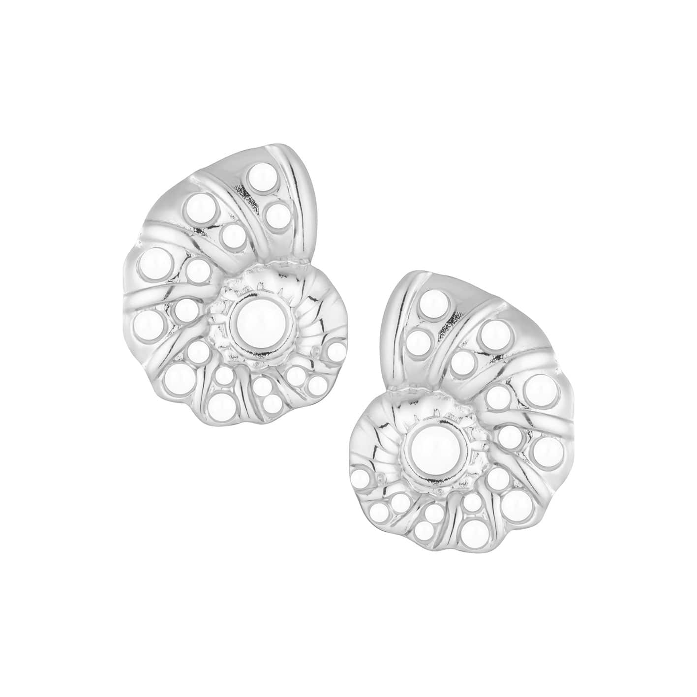 Bohomoon Stainless Steel Coral Shell Pearl Stud Earrings