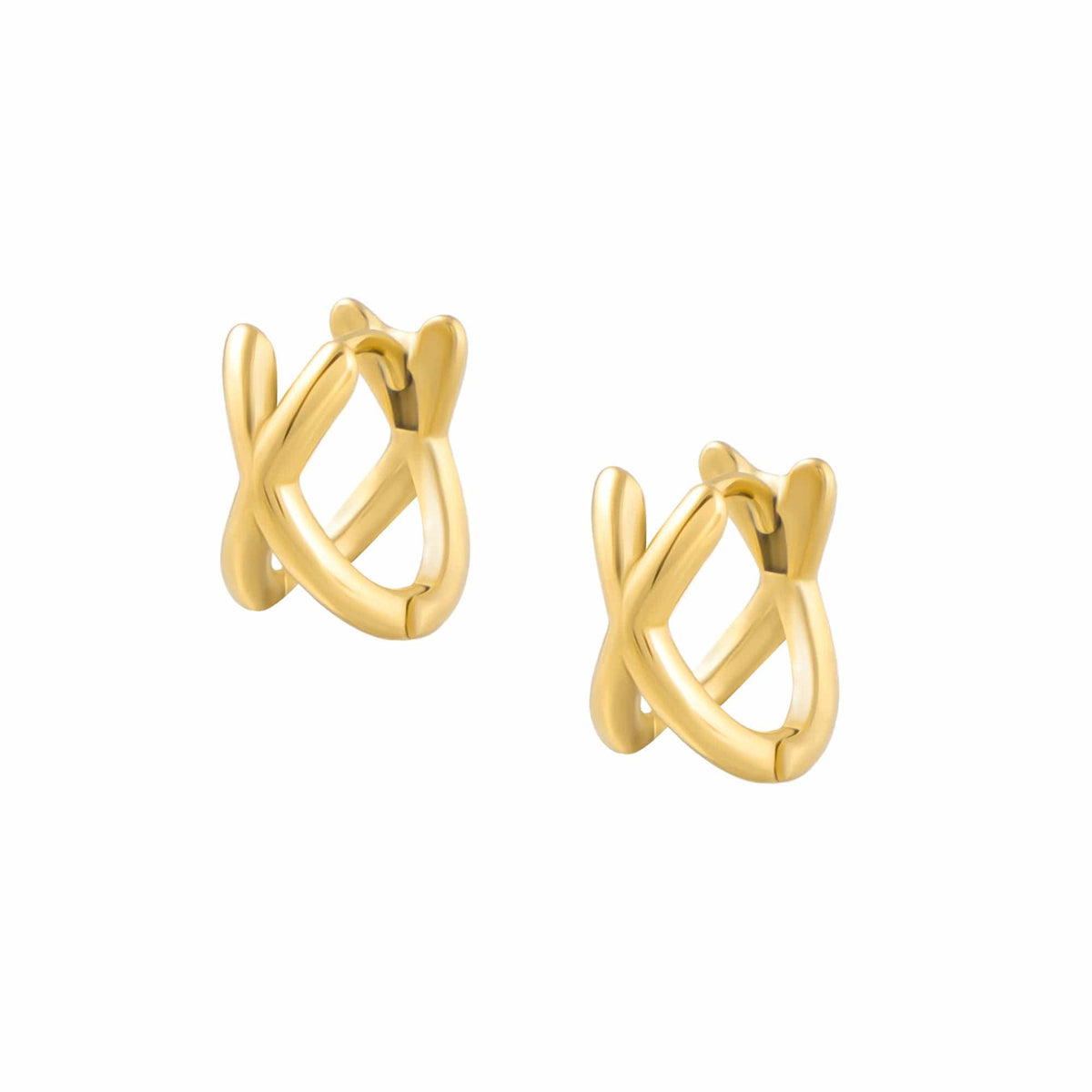 BohoMoon Stainless Steel Criss Cross Hoop Earrings Gold