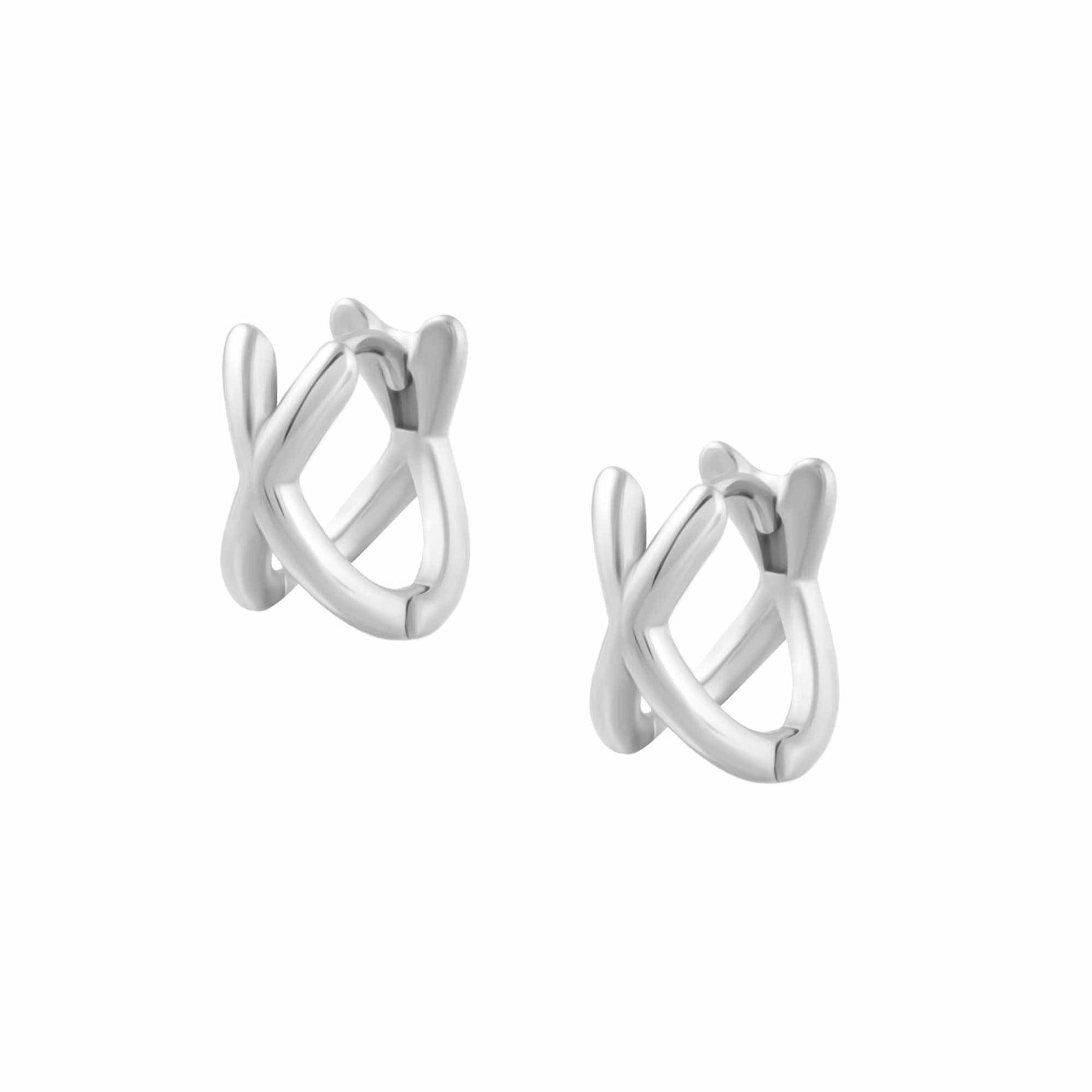BohoMoon Stainless Steel Criss Cross Hoop Earrings Silver