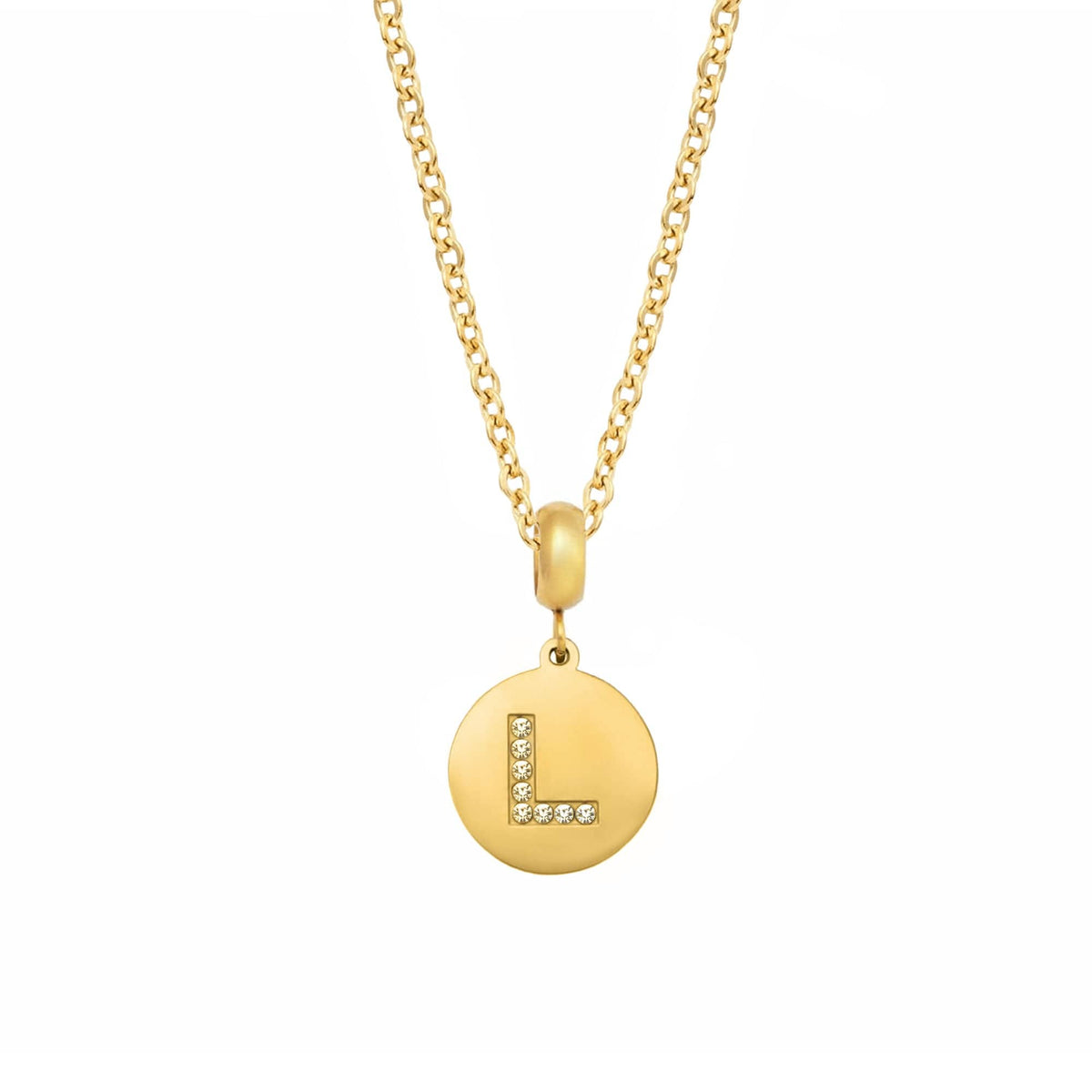 BohoMoon Stainless Steel CZ Initial Necklace Gold / A