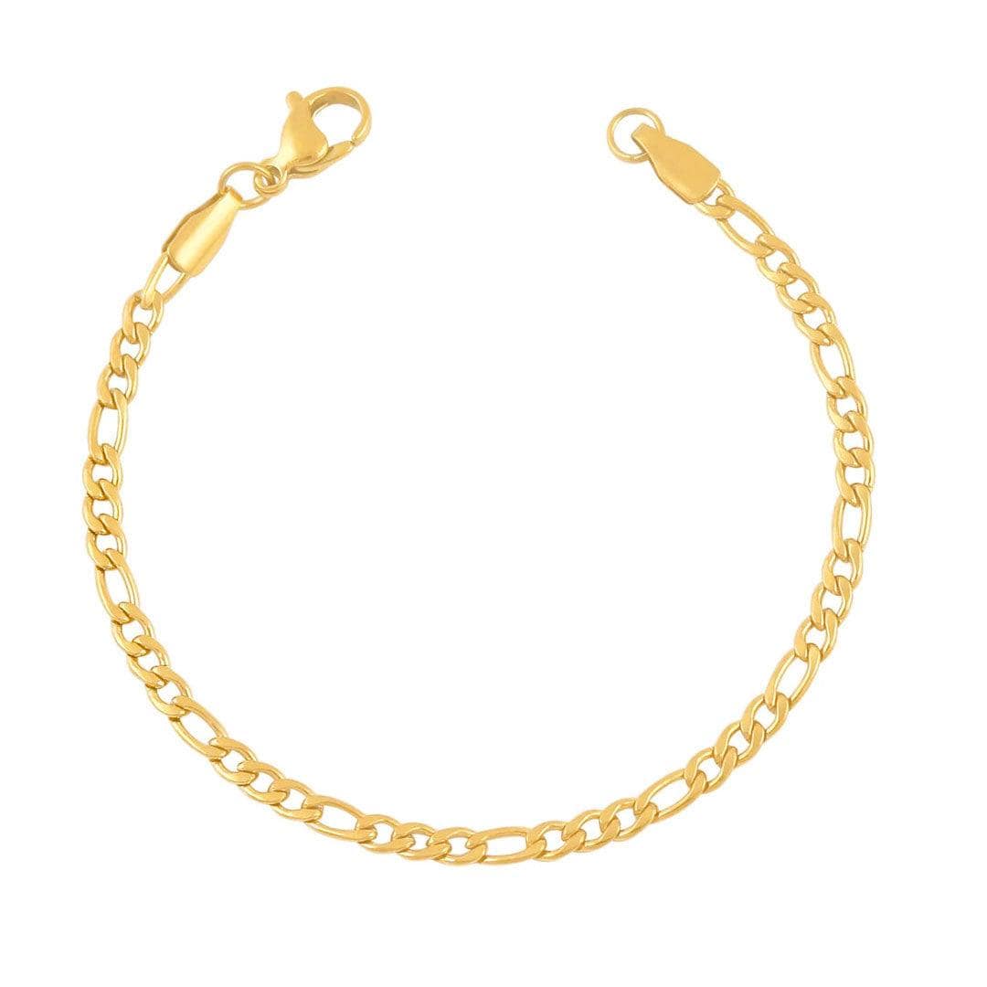 BohoMoon Stainless Steel Dainty Figaro Bracelet Gold / Large