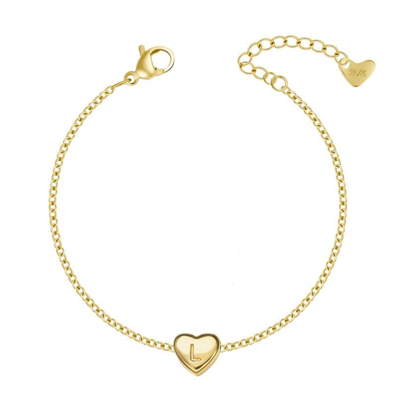 Bohomoon Stainless Steel Dainty Heart Initial Bracelet