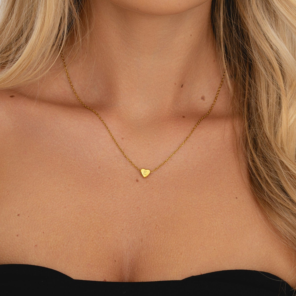 Bohomoon Stainless Steel Dainty Heart Initial Necklace