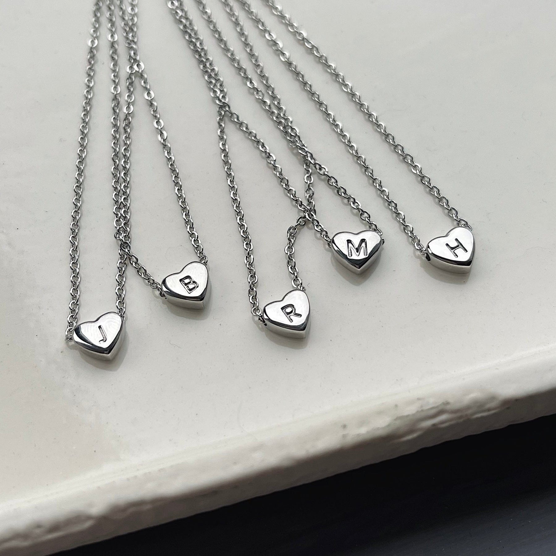 BohoMoon Stainless Steel Dainty Heart Initial Necklace