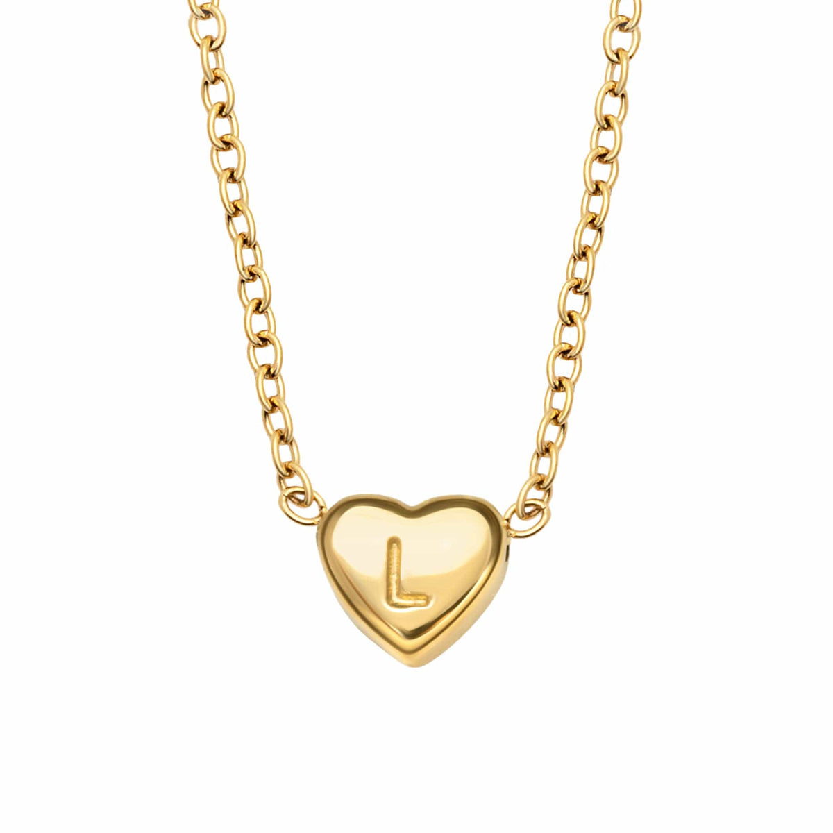 BohoMoon Stainless Steel Dainty Heart Initial Necklace Gold / A