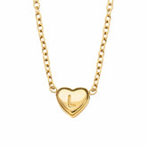 BohoMoon Stainless Steel Dainty Heart Initial Necklace Gold / A