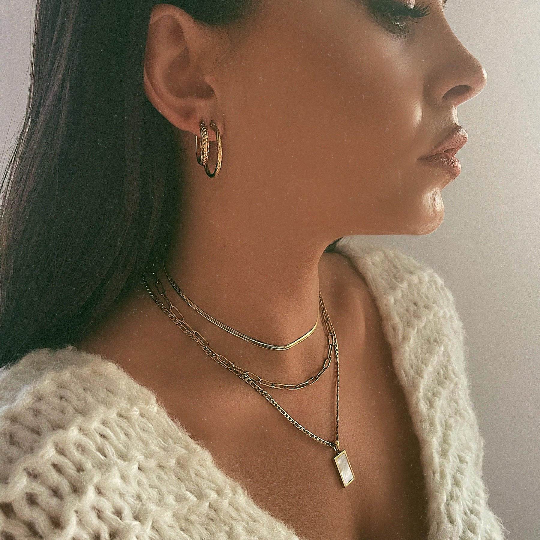 BohoMoon Stainless Steel Dainty Herringbone Choker / Necklace