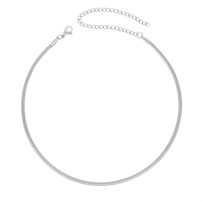 BohoMoon Stainless Steel Dainty Herringbone Choker / Necklace Silver / Choker