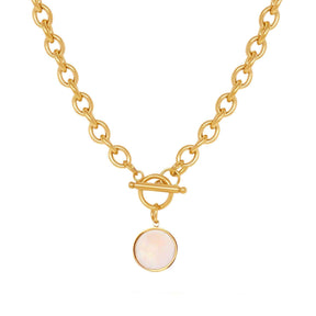 BohoMoon Stainless Steel Darcy Pearl Tbar Necklace Gold