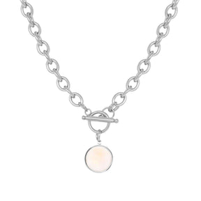BohoMoon Stainless Steel Darcy Pearl Tbar Necklace Silver