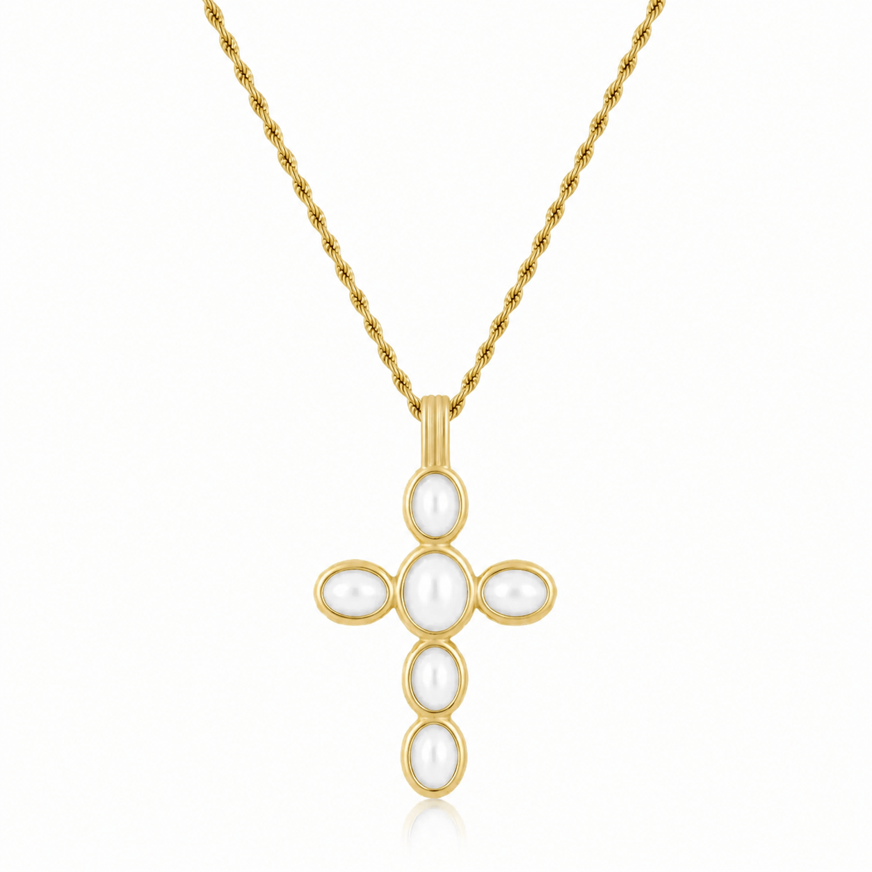 Bohomoon Stainless Steel Delilah Pearl Cross Necklace