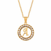 BohoMoon Stainless Steel Diamanté Initial Necklace Gold / A