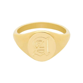 BOHOMOON Stainless Steel Dolce Initial Signet Ring Gold A / US 5 / UK J / EUR 49 (x small)