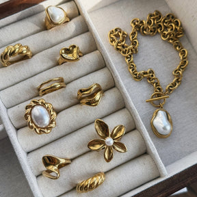 Bohomoon Stainless Steel Double Swirl Ring