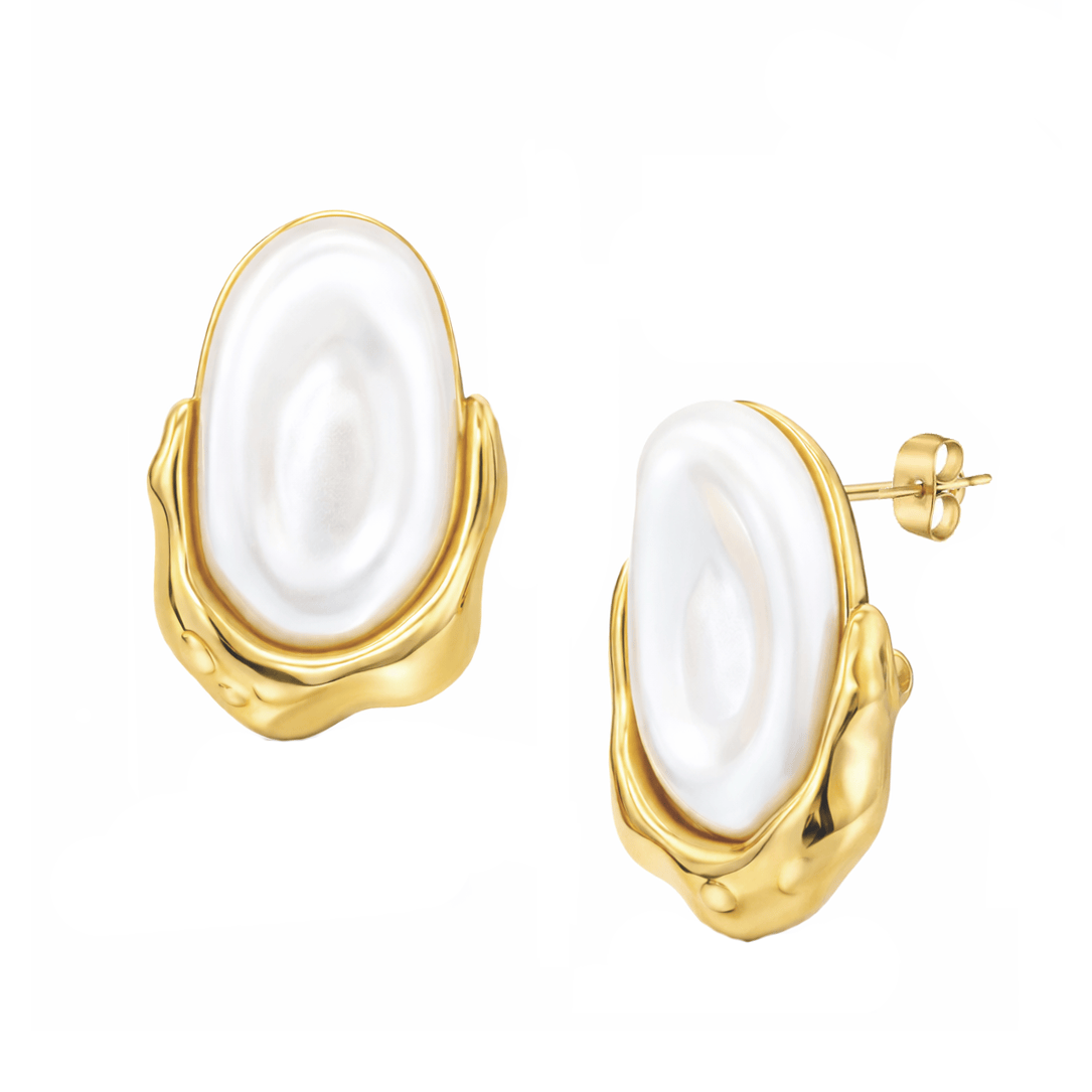 Bohomoon Stainless Steel Drip Pearl Stud Earrings