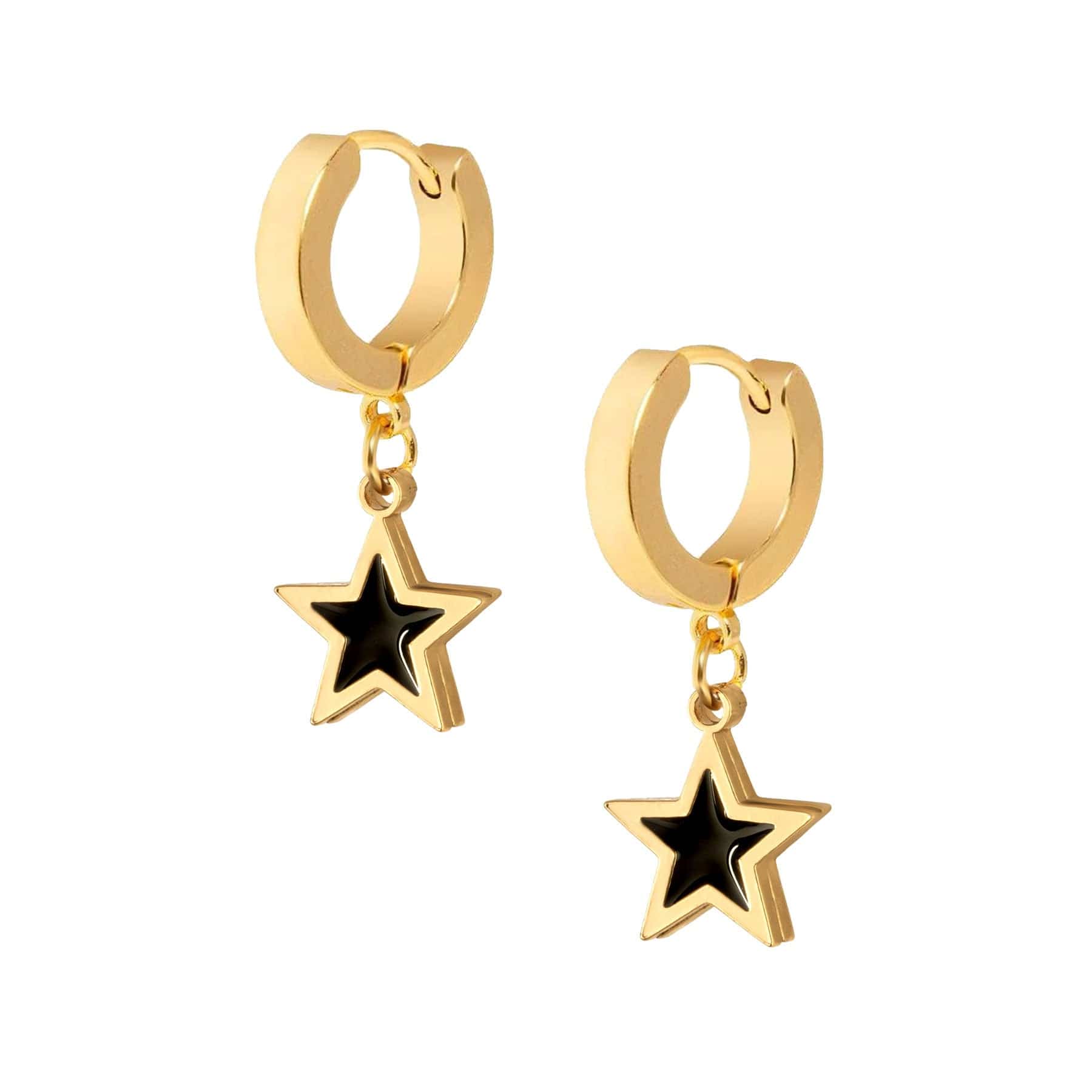 BohoMoon Stainless Steel Dua Star Hoop Earrings Gold