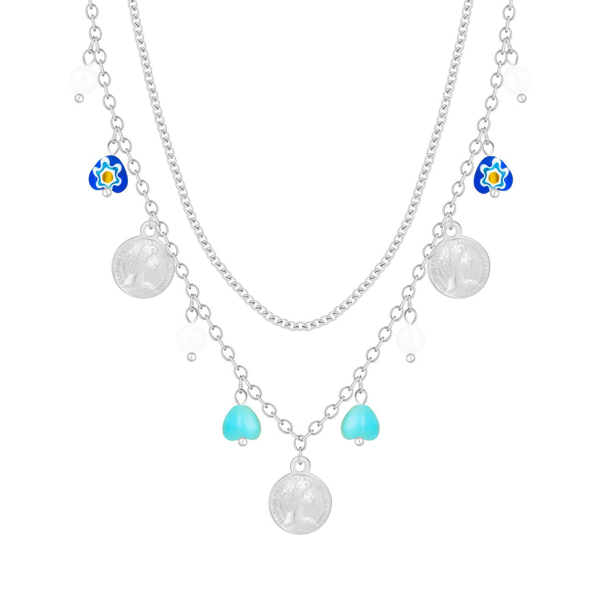 Bohomoon Stainless Steel Element Layered Necklace