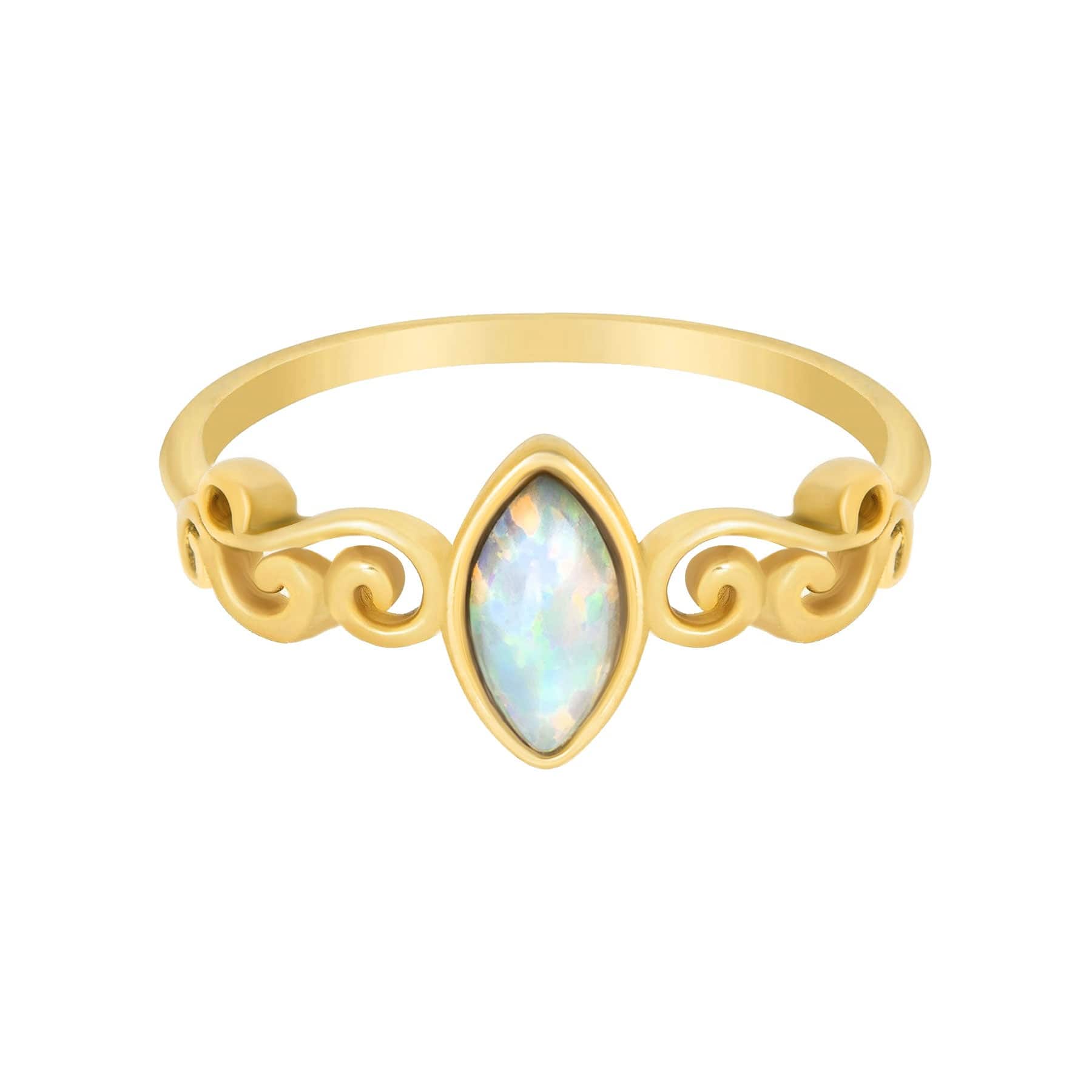 BohoMoon Stainless Steel Elodie Opal Ring Gold / US 6 / UK L / EUR 51 (small)