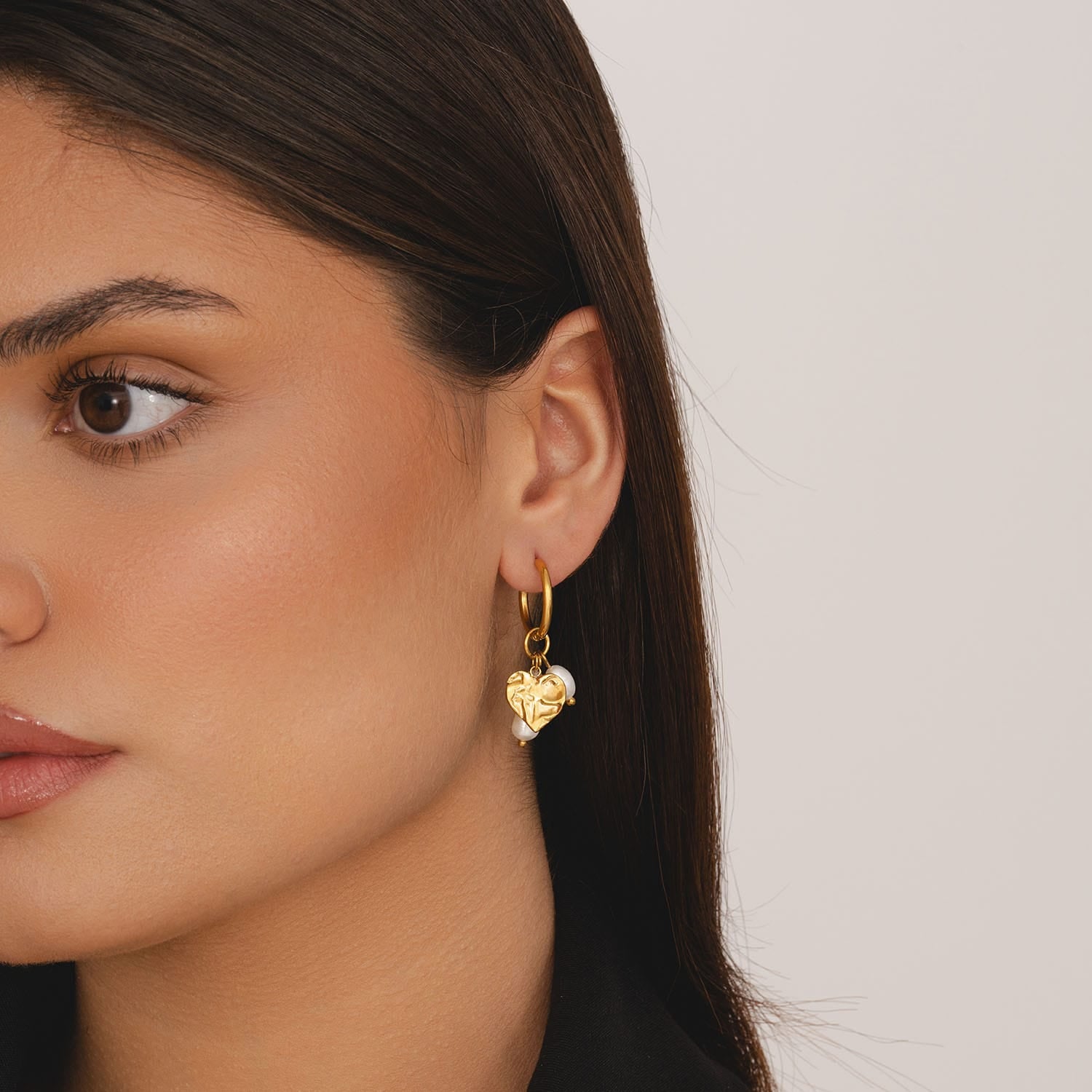 Bohomoon Stainless Steel Elysian Pearl Hoop Earrings