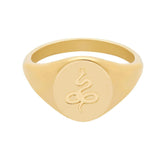 BohoMoon Stainless Steel Embellished Snake Signet Ring Gold / US 6 / UK L / EUR 51 (small)