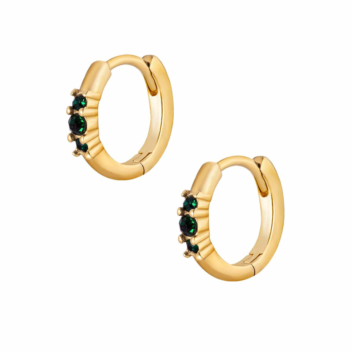 BohoMoon Stainless Steel Emerald Hoop Earrings Gold