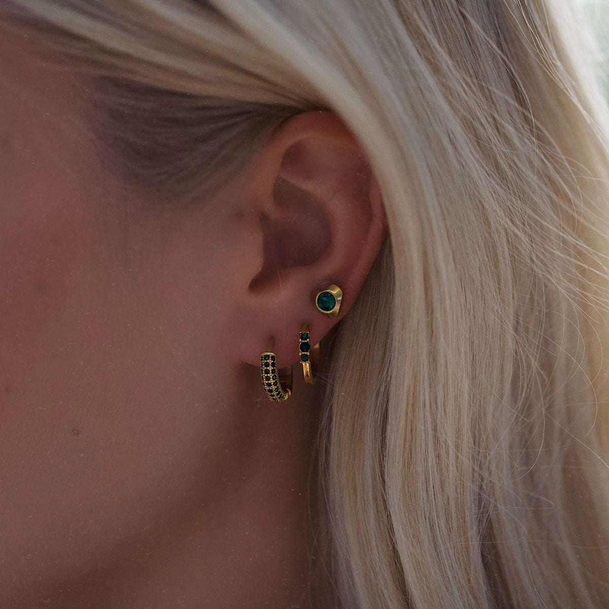 BohoMoon Stainless Steel Emerald Hoop Earrings