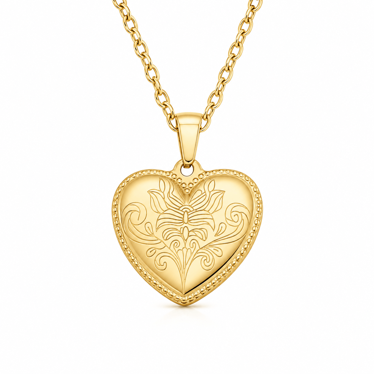 Bohomoon Stainless Steel Engraved Heart Necklace