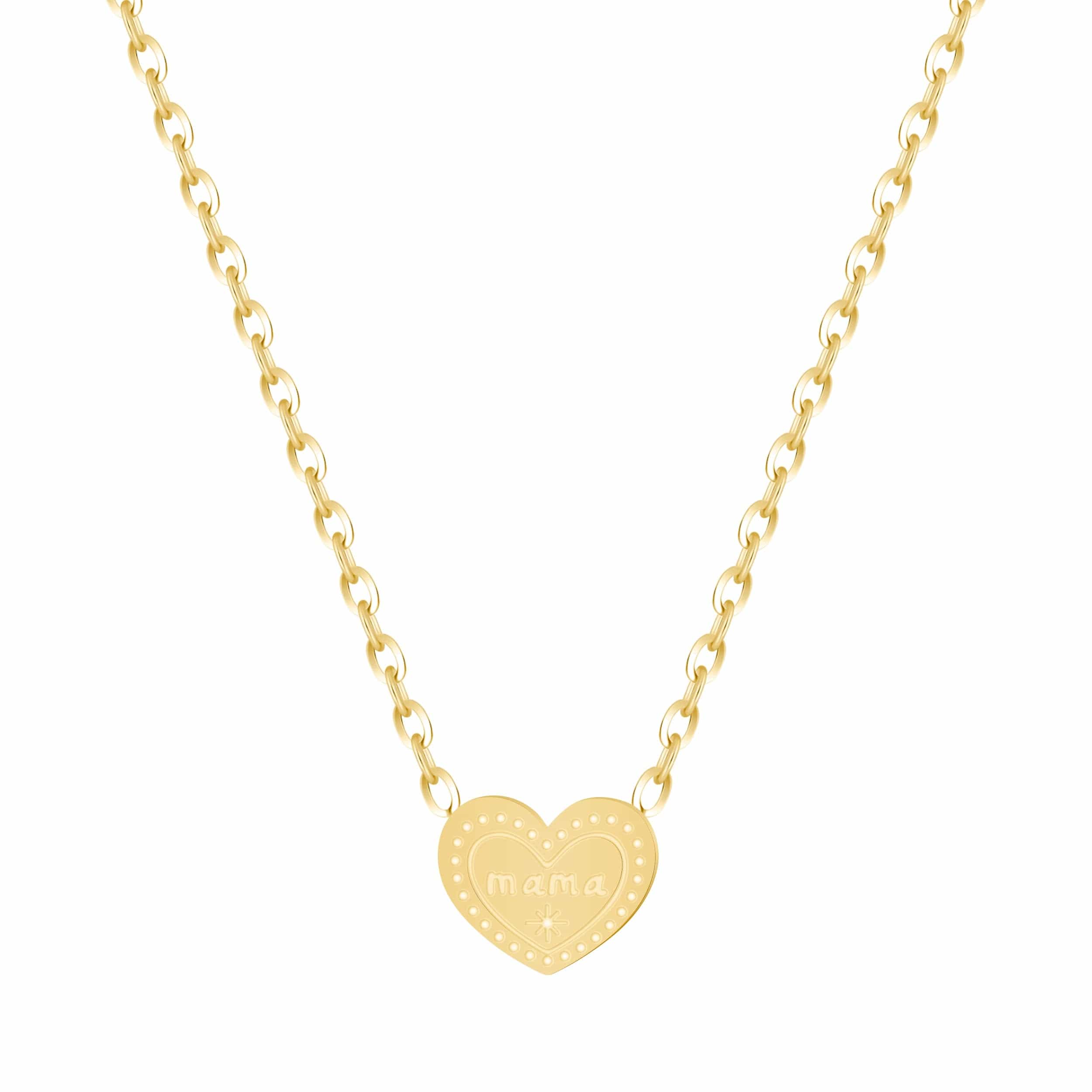 Bohomoon Stainless Steel Engraved Mama Heart Necklace