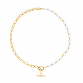 BohoMoon Stainless Steel Essence Pearl TBar Necklace Gold
